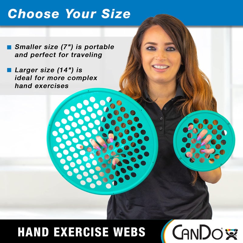 CanDo Hand Exercise Webs for Physical Therapy, Grip Strengthening, and Hand, Finger, Wrist Resistance Workouts, Portable Size, Latex Free, 7" Diameter, Green: Medium - Image 2